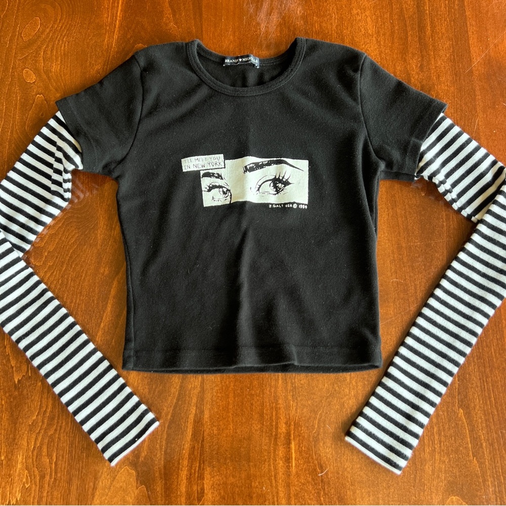 ❌SOLD❌ Rare Brandy Melville Ashlyn Striped Long Sleeve New York Top - Picture 4 of 5